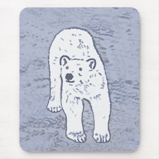 Polar Bear on Ice絵画's -オリジナル野生動物アート マウスパッド (正面)