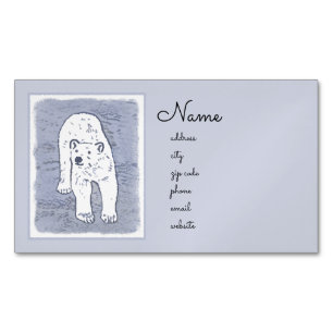 Polar Bear on Ice絵画's -オリジナル野生動物アート マグネット名刺