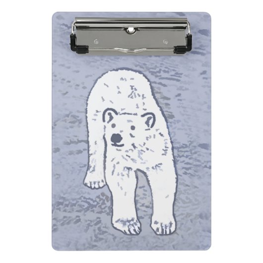 Polar Bear on Ice絵画's -オリジナル野生動物アート ミニクリップボード (正面)