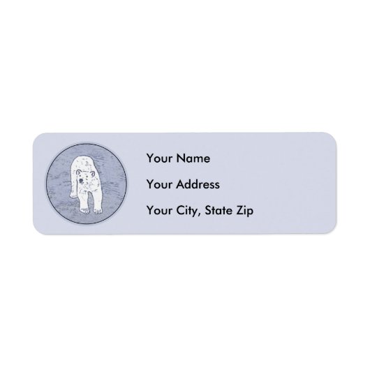 Polar Bear on Ice絵画's -オリジナル野生動物アート ラベル (正面)