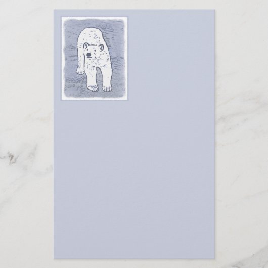 Polar Bear on Ice絵画's -オリジナル野生動物アート 便箋 (正面)