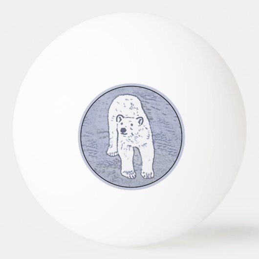 Polar Bear on Ice絵画's -オリジナル野生動物アート 卓球ボール (正面)
