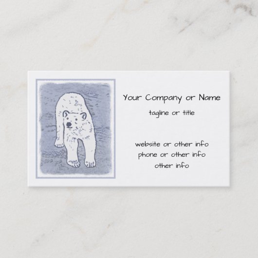 Polar Bear on Ice絵画's -オリジナル野生動物アート 名刺 (正面)