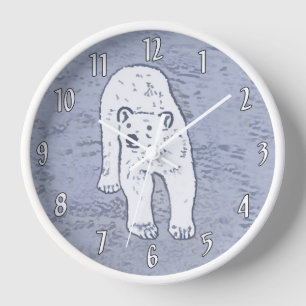 Polar Bear on Ice絵画's -オリジナル野生動物アート 壁時計