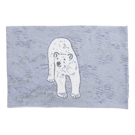 Polar Bear on Ice絵画's -オリジナル野生動物アート 枕カバー (正面)