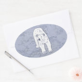 Polar Bear on Ice絵画's -オリジナル野生動物アート 楕円形シール (封筒)