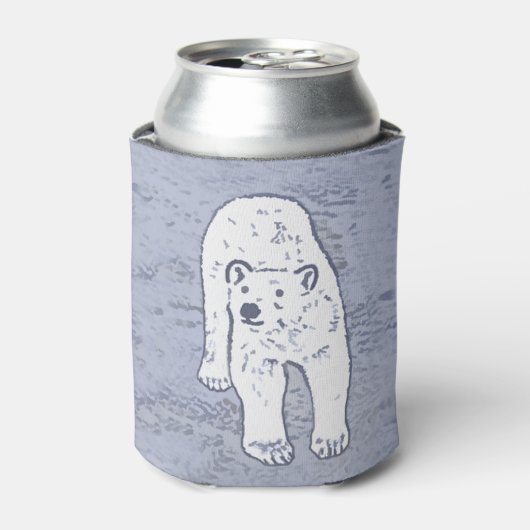Polar Bear on Ice絵画's -オリジナル野生動物アート 缶クーラー (缶正面)