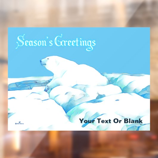 Polar Bear On Ice – シーズンのグリーティングウィンドウClin ウィンドウサイン (シート2)