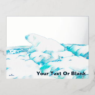 Polar Bear On Ice – シーズンの挨拶フォイルホリダ 箔シーズンポストカード