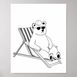 Polar Bear on lounge chair ポスター