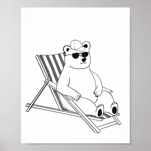 Polar Bear on lounge chair ポスター (正面)