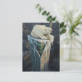 Polar Bear on Skyscraper melting ice surreal  ポストカード (スタンド正面)