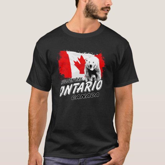 Polar Bear Ontario Canada Flag Maple Leaf Tシャツ (正面)