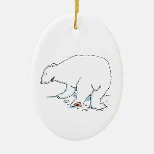 Polar Bear oval ceramic ornament 2 sided セラミックオーナメント (正面)