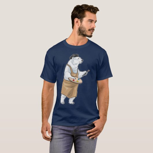 Polar bear Painter Paintbrush Painting Tシャツ (正面フル)