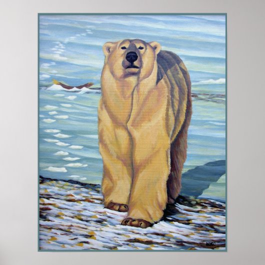 Polar Bear Painting Art Print Wildlife Home Decor ポスター (正面)