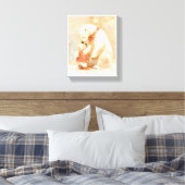 Polar Bear Parent and Cub Winter Embrace Nursery キャンバスプリント (インサイチュ (寝室))