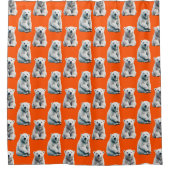 Polar Bear Pattern Design On Orange  シャワーカーテン (正面)