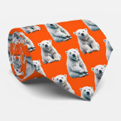Polar Bear Pattern Design On Orange  ネクタイ (ロール)