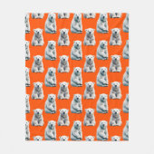 Polar Bear Pattern Design On Orange フリースブランケット (正面)