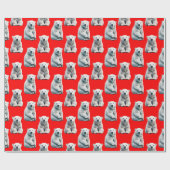 Polar Bear Pattern Design On Red  ラッピングペーパー (フラット)