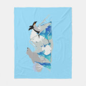 Polar bear, penguin abstract フリースブランケット (正面)