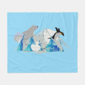 Polar bear, penguin abstract フリースブランケット (正面(横))