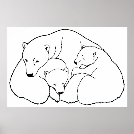 Polar Bear Poster w.Cubsプリント野生動物アートポスター ポスター (正面)