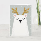 Polar Bear Reindeer Christmas Card カード (正面)