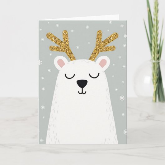 Polar Bear Reindeer Christmas Card カード (正面)