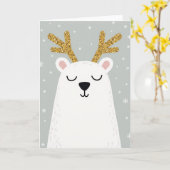 Polar Bear Reindeer Christmas Card カード (黄色い花)