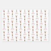 Polar Bear Santa and Reindeer Christmas ラッピングペーパーシート (正面2)