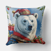 Polar Bear Santa Christmas Design クッション (裏面)
