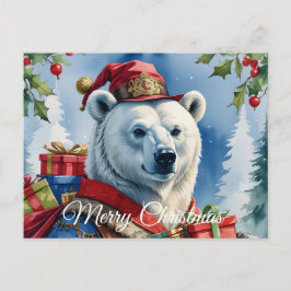 Polar Bear Santa Christmas Design シーズンポストカード