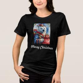 Polar Bear Santa Christmas Design トライブレンドＴシャツ