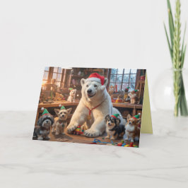 Polar Bear Santa Workshop Card カード