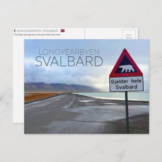 Polar Bear Sign in Longyearbyen, Svalbard Postgage ポストカード (正面/裏面)