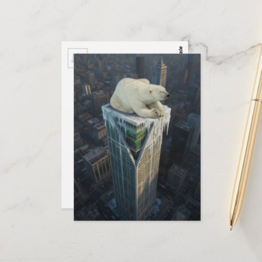 Polar Bear Skyscraper melting ice global warming ポストカード (正面/裏面インサイチュ)