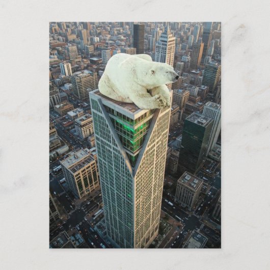 Polar Bear Skyscraper Surreal Scene ポストカード (正面)
