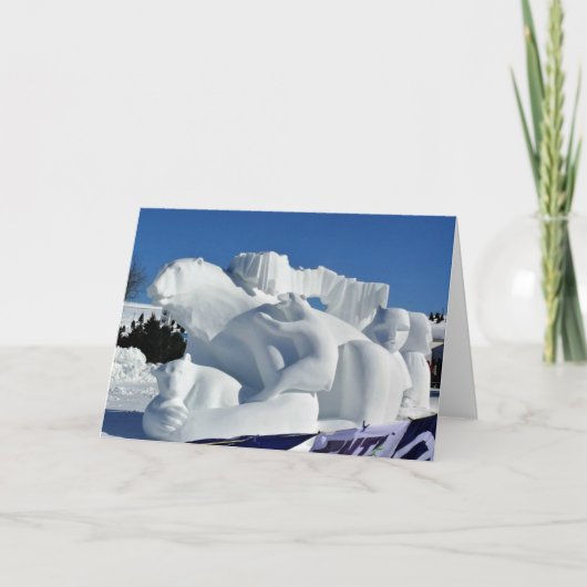 Polar Bear Snow Sculpture(カナダ、ケベック州) サンキューカード (正面)