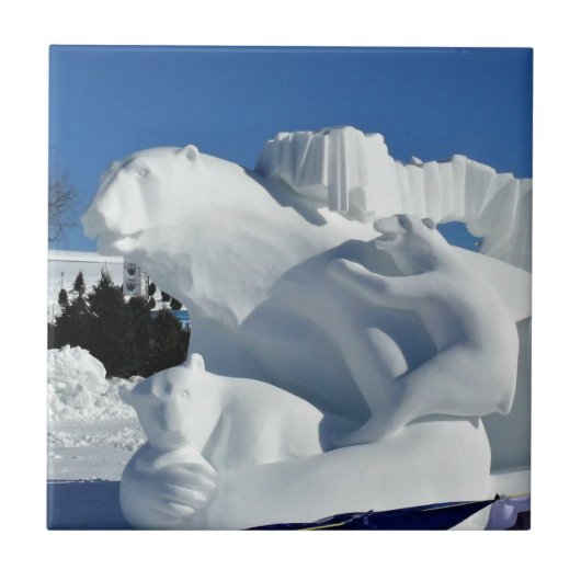 Polar Bear Snow Sculpture(カナダ、ケベック州) タイル (正面)
