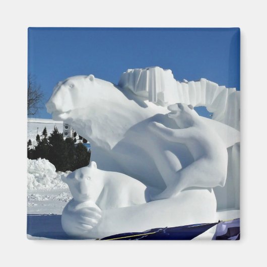 Polar Bear Snow Sculpture(カナダ、ケベック州) マグネット (正面)