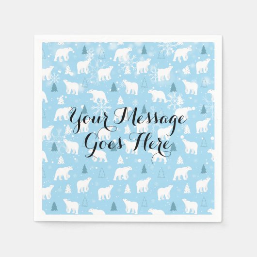 Polar Bear Snowflaksがあなたのメッセージを追加 スタンダードカクテルナプキン (正面)