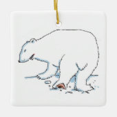 Polar Bear square ceramic ornament 2 sided セラミックオーナメント (正面)