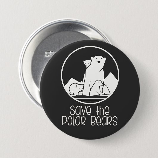 Polar Bear Supportボタン 缶バッジ (正面&裏面)