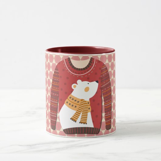 Polar Bear Ugly Sweater Art Mug Cup マグカップ (中央)