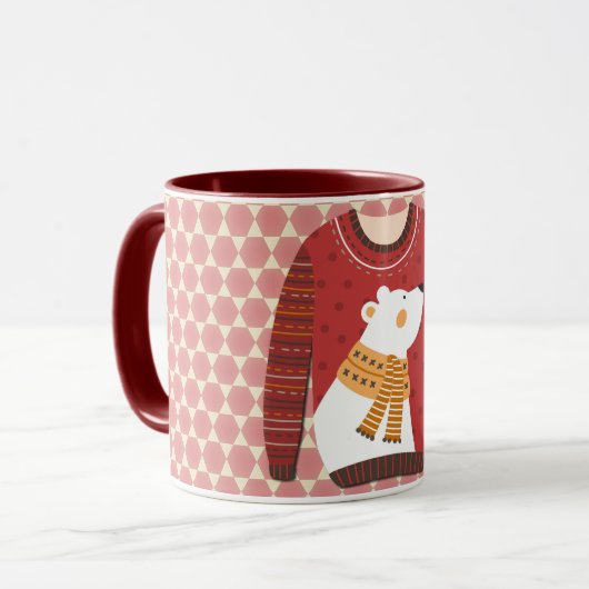 Polar Bear Ugly Sweater Art Mug Cup マグカップ (正面左)