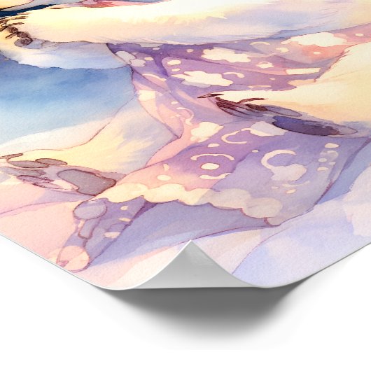 Polar Bear Whimsical Watercolor Nursery Poster ポスター (角)