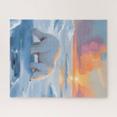 Polar Bear Winter Animal Painting ジグソーパズル (横)