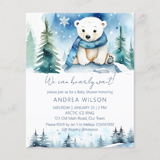 Polar bear winter baby shower budget (正面)
